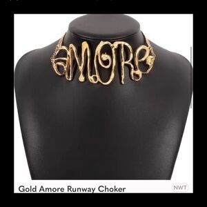 Gold Amore Runway Choker Chain Necklace